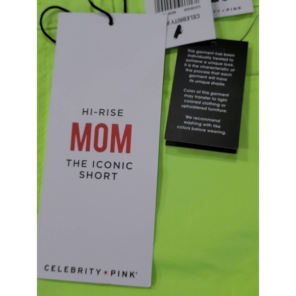 Celebrity Pink High Rise Mom Shorts Neon Yellow Size 15 32 - Picture 4 of 7